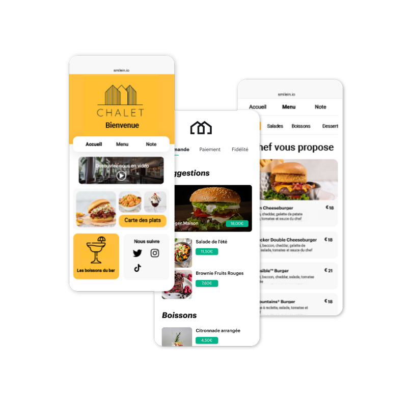 interfaces web app smilein restaurant